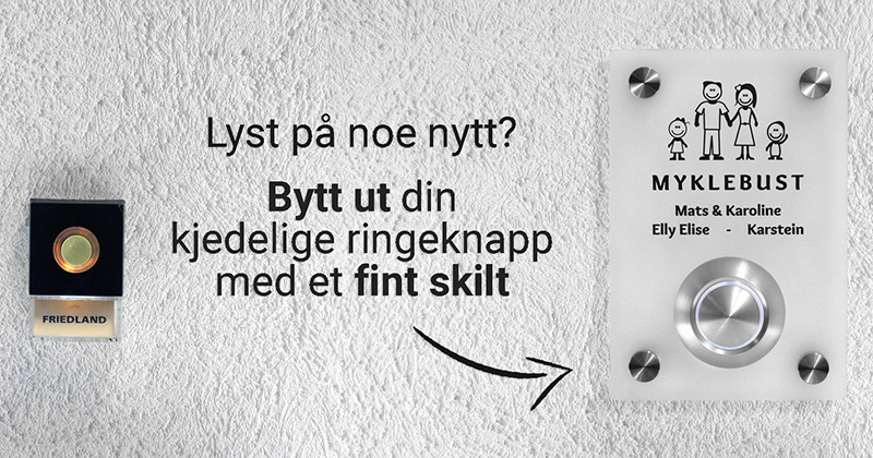 Dørskilt med ringeklokke og lys