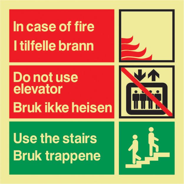 I tilfelle brann, bruk trappen