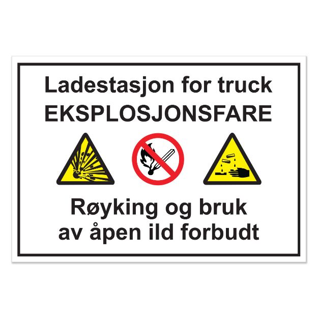Ladestasjon for truck, varselskilt