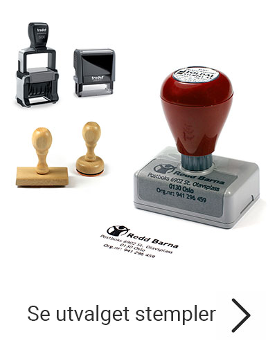 Vi har størst utvalg stempler. Vis alle stempleprodukter.