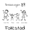 Bilde av Postkasseskilt med familie strekfigurer og navn