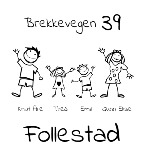 Bilde av Postkasseskilt med familie strekfigurer