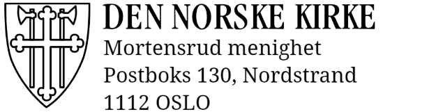 Bilde av Stempel for Den Norske kirke, med navn på menighet, adresse og kirke-logo