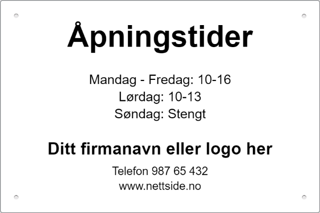 Bilde av Skilt med åpningstider