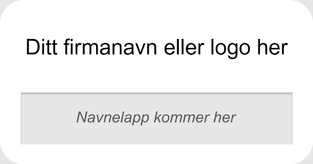 Bilde av Navneskilt med logo og utbyttbart navn. Velg nål eller magnetfeste