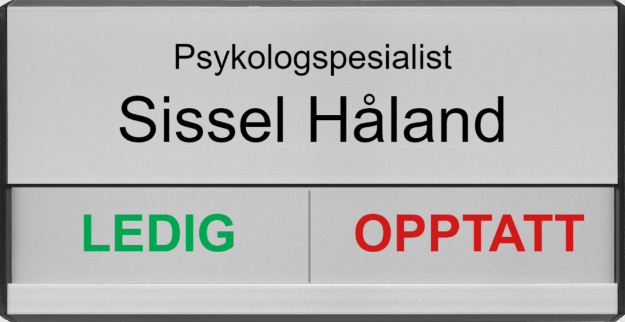 Bilde av Ledig-opptatt skilt med navn og tittel