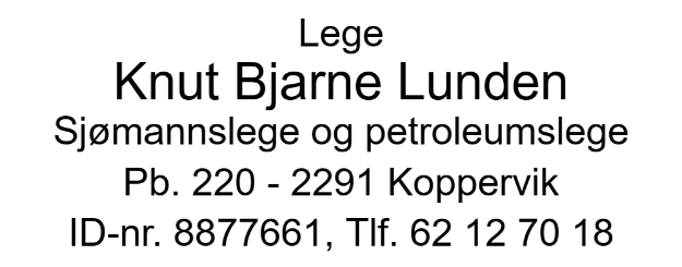 Bilde av Stempel for lege med med adresse og tlf.nr