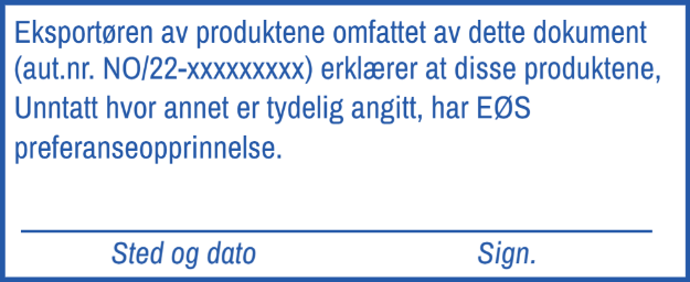 Bilde av Stempel for tollklarering. Norsk tekst