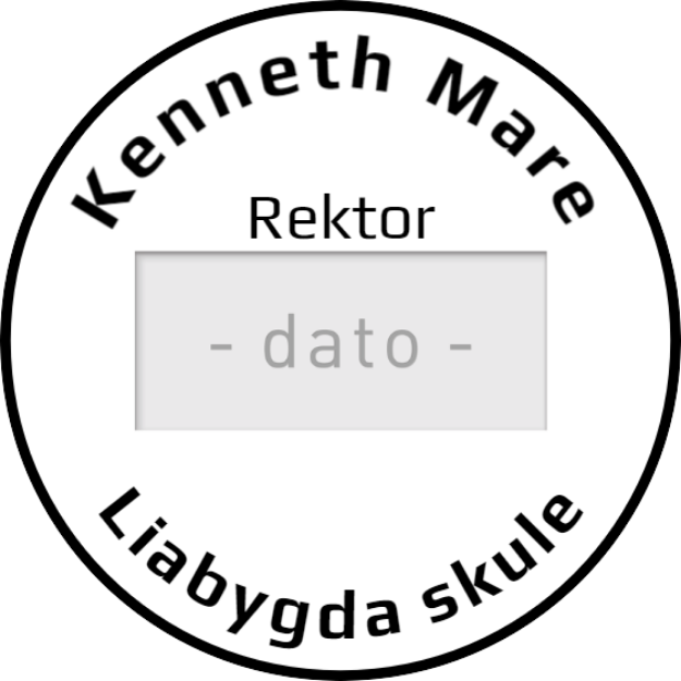 Bilde av Rundt stempel med navn og justerbar dato 