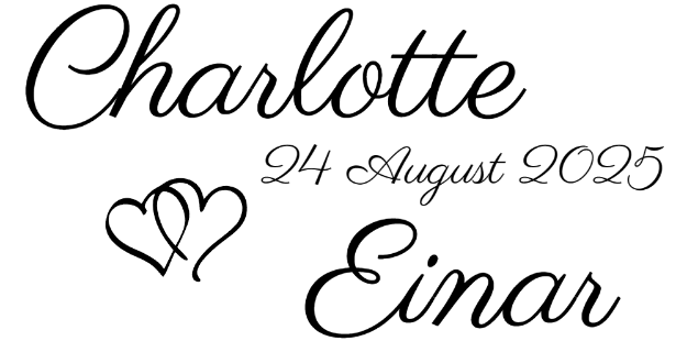 Bilde av Lite monogramstempel for bryllup med navn og dato 