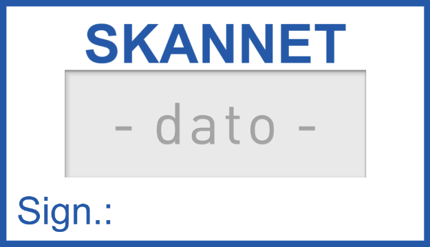 Bilde av Stempelmal: SKANNET med justerbar dato og linje for signering