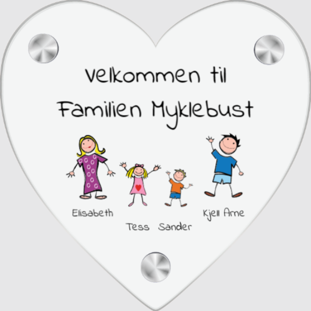 Bilde av Hjerteskilt med familie på