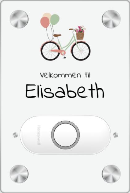 Bilde av Dørskilt med ringeklokke og koselig sykkelmotiv