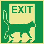 Bilde av Katteluke nødutgang - Morsomt skilt for katteluke