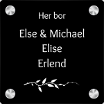 Bilde av Dørskilt i svart akryl. Eksempel på layout