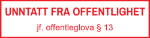 Bilde av Stempel: UNNTATT FRA OFFENTLIGHET, jf. offentleglova § 13