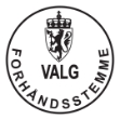 Offisielt stempel for stempling av forhåndsstemmer ved kommune- og stortingsvalg. Stemples på stemmeseddel.