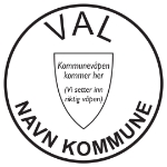 Offisielt valgstempel, nynorsk versjon. Stempel for stempling av stemmesedler ved stortingsvalg og kommunevalg / fylkestingsvalg.