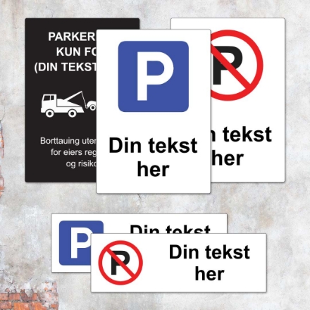 Bilde av Parkeringsskilt med egen tekst - 45x15cm
