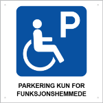 Bilde av Parkeringsskilt for handikapp parkering