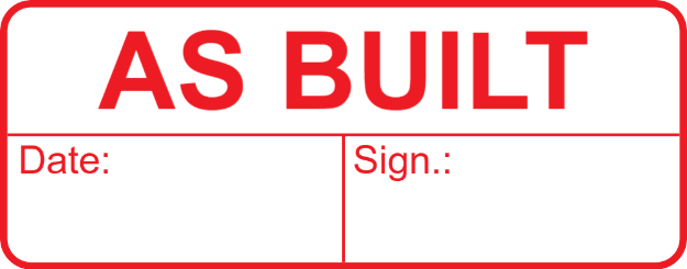 Bilde av AS BUILT stempel, med dato og signering