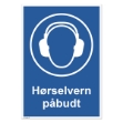 HMS skilt: Hørselvern påbudt. Skilt som viser at bruk av hørselvern er påbudt, for bruk på arbeidsplasser eller industri med mye støy. Prisgunstig og holdbart skilt velegnet for både innendørs og utendørs bruk.
