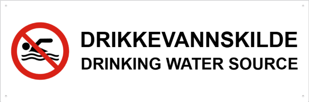 Bilde av Skilt for drikkevannskilde, med norsk og engelsk tekst