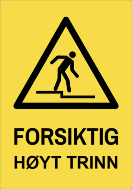 Bilde av Varselskilt: Forsiktig, høyt trinn 