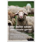 Nofence skilt for merking av gjerdeløst beite. Skilt for sau.