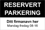 Bilde av Skilt: Reservert parkering for ansatte, med firmanavn og egen tekst