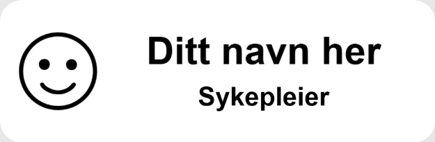 Bilde av Navneskilt med smiley for sykepleier - Med nål eller magnet