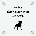 Bilde av Dørskilt med navn of Staffordshire bull terrier hund
