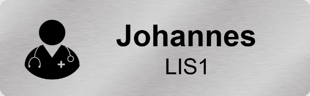 Bilde av Navneskilt for LIS lege - valgfri tekst - m/ klemmefeste