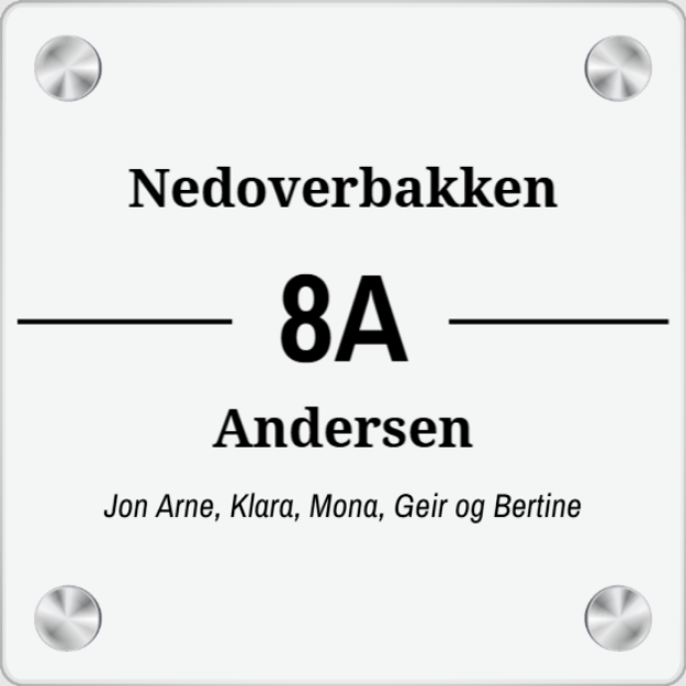 Bilde av Dørskilt: Moderne skilt med navn og adresse