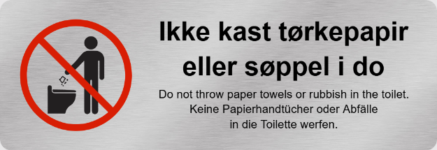 Bilde av Ikke kast papir eller søppel i toalettet skilt