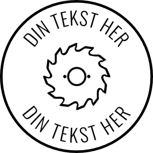 Bilde av Rundt svitrykk med logo og tekst, for merking av treprodukter