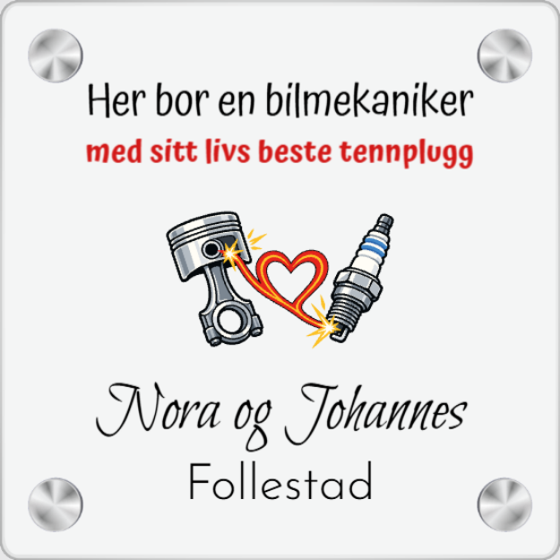 Bilde av Dørskilt til bilmekaniker - Her bor en mekaniker