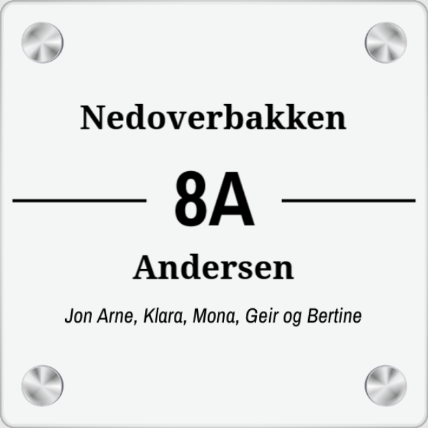 Bilde av Dørskilt: Moderne skilt med navn og adresse