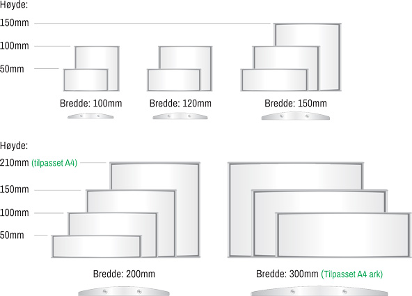 Kontorskilt størrelser