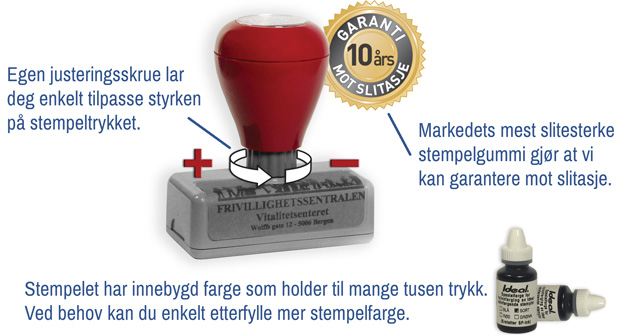 Justering av stempeltrykk styrke på Royal Mark og Ideal stempler